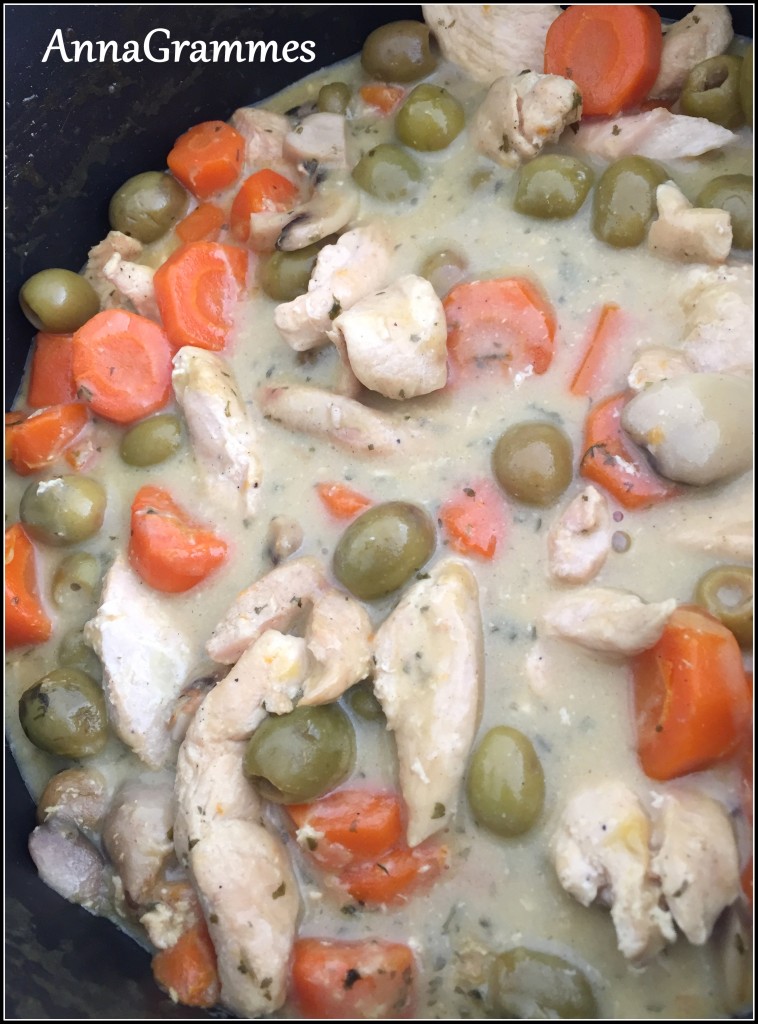 poulet olives moutarde carottes champignons