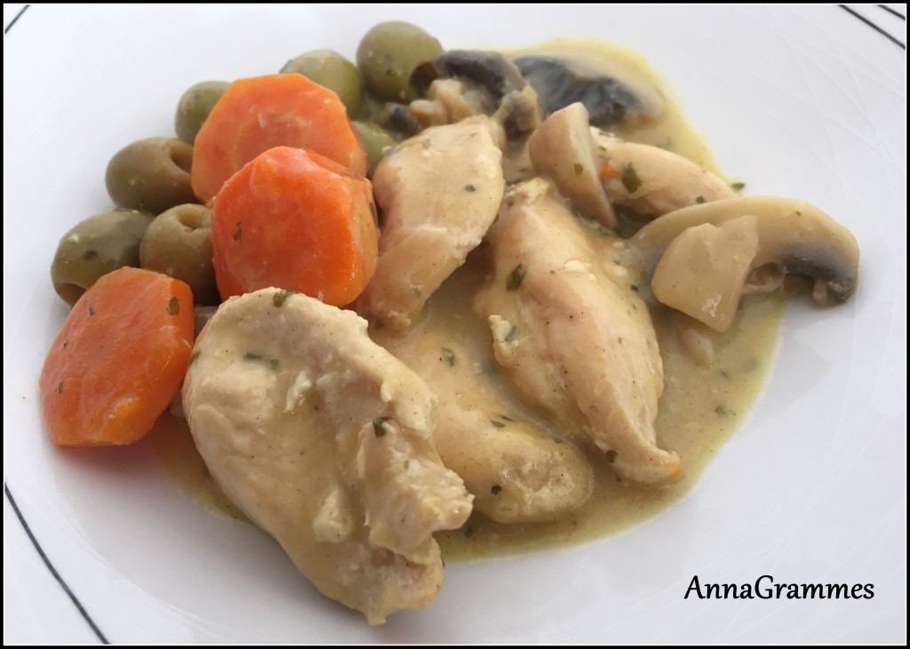 poulet olives champignons moutarde